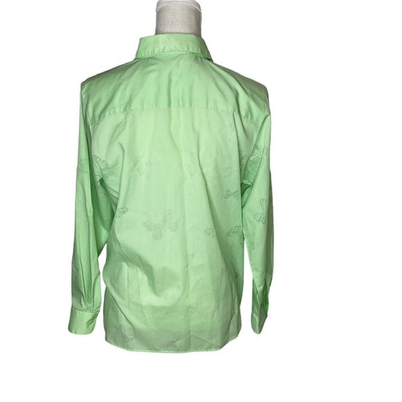 Foxcroft Women's Wrinkle Free Long Sleeve Butterfly Button Shirt 8P Mint Green - Picture 3 of 10